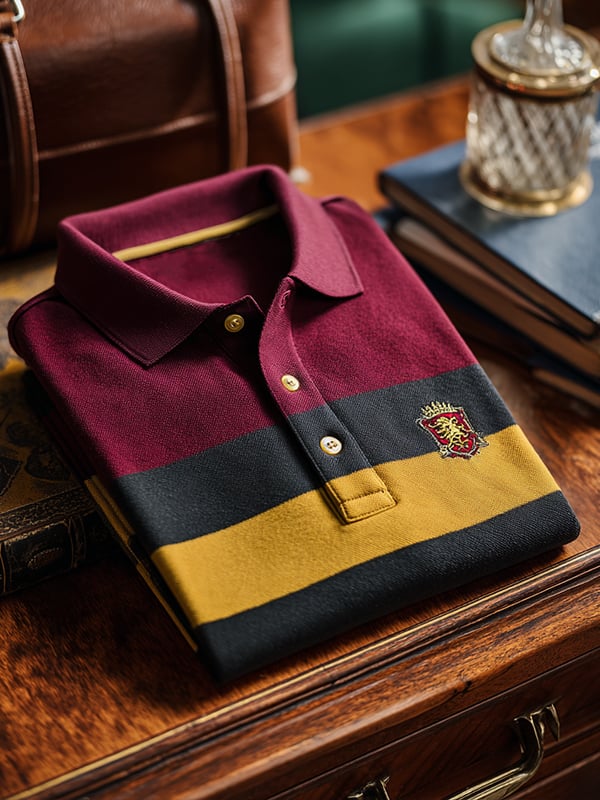 Men's Business Casual Artistic Button Short Sleeve Polo Shirt
