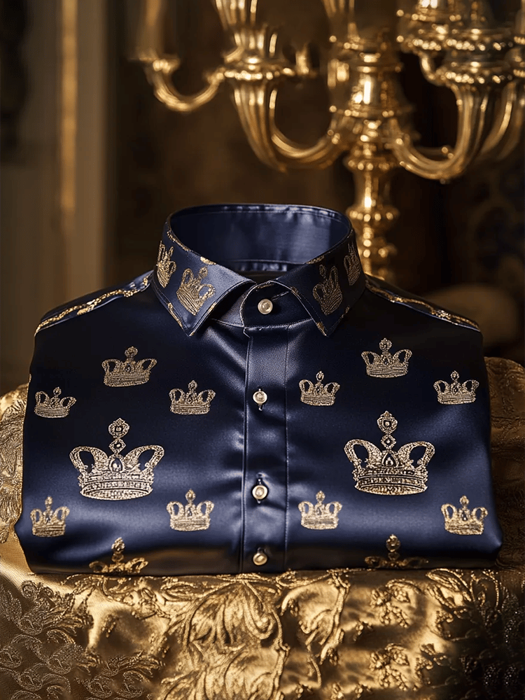 Men's Satin Luxe Print Short Sleeve Button Shirt