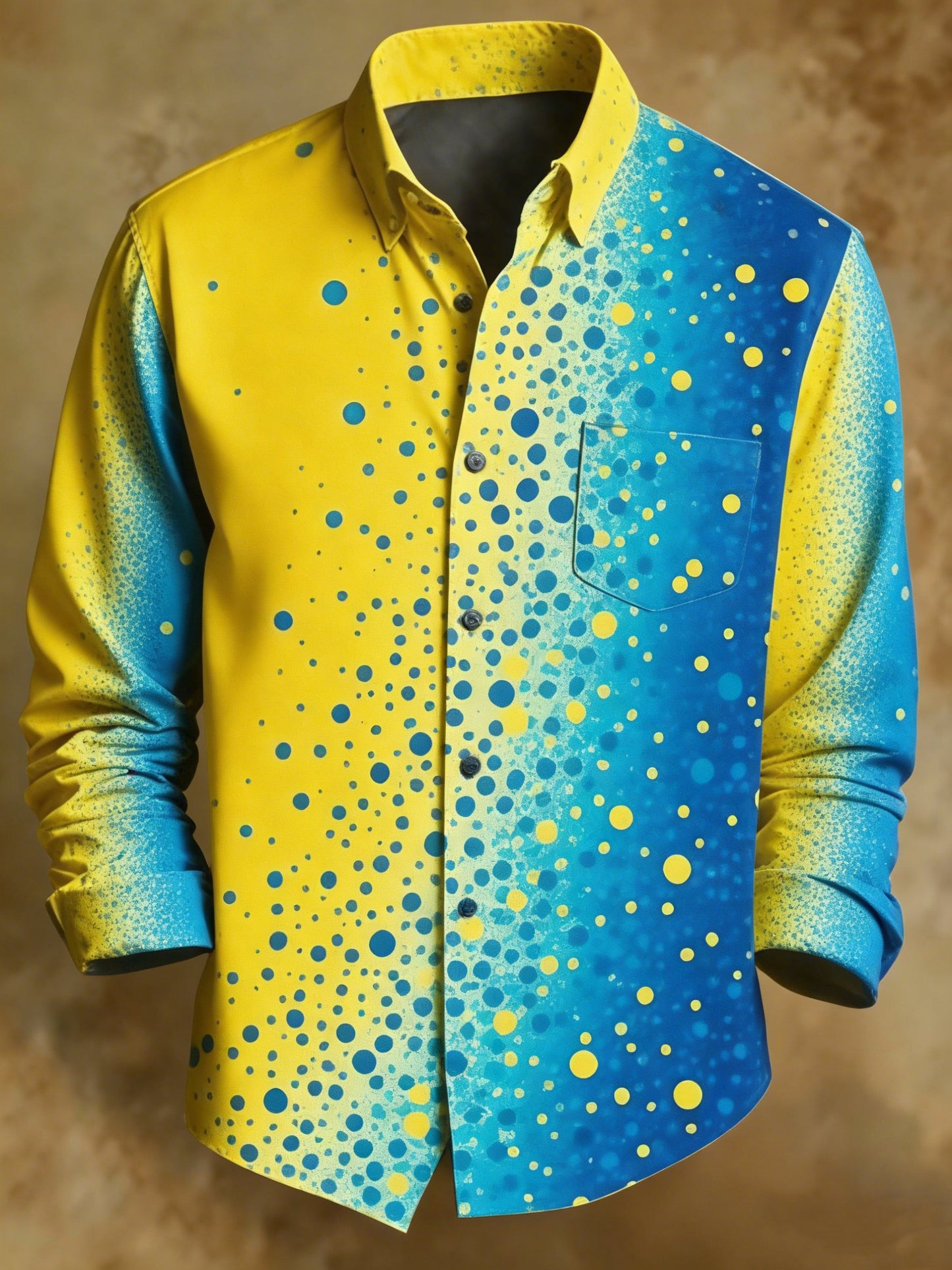 Men's Retro Polka Dots Print Business Shirt