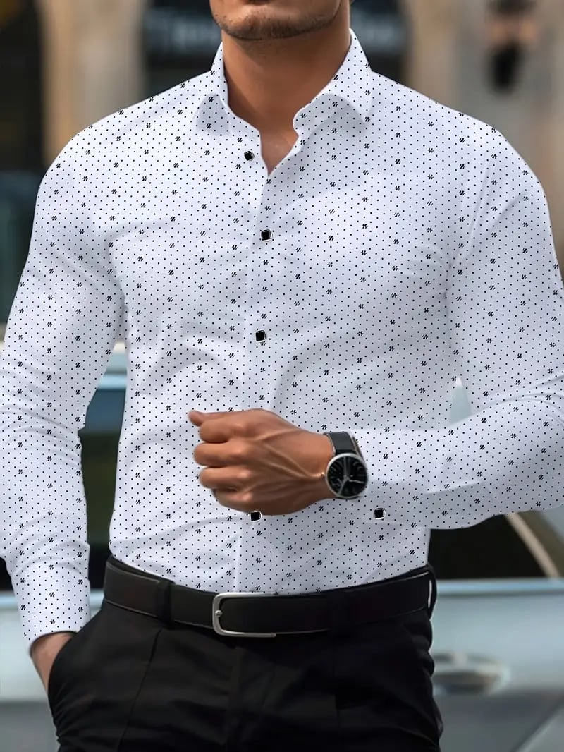 Men's Street Style Business Casual Printed Long Sleeve Shirt
