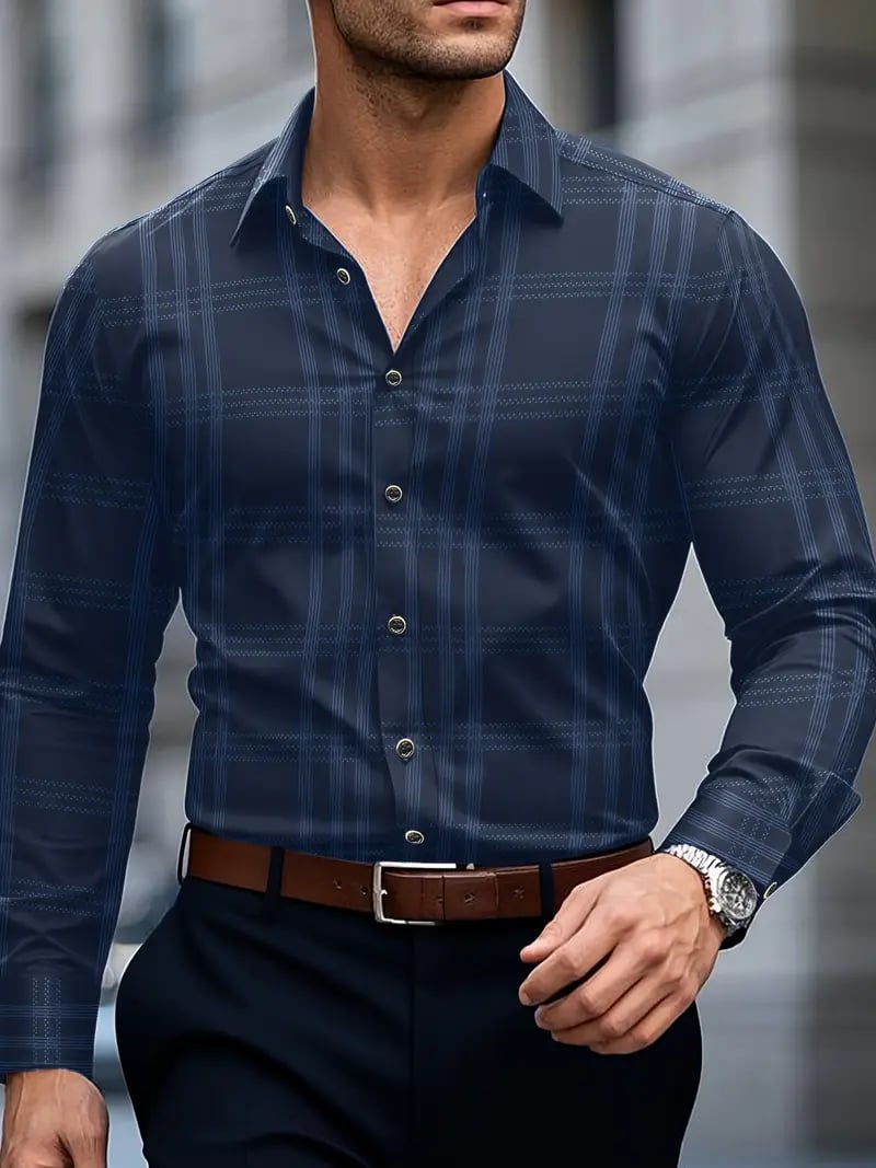 Men's Street Style Business Casual Printed Long Sleeve Shirt