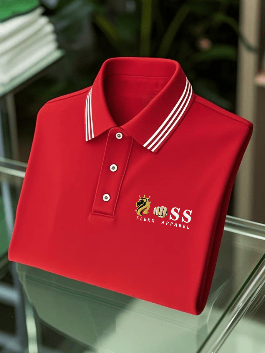 Men's Business Casual Printed Short Sleeve Polo Shirt