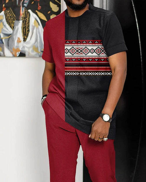 Men's casual ethnic style walking suit-061