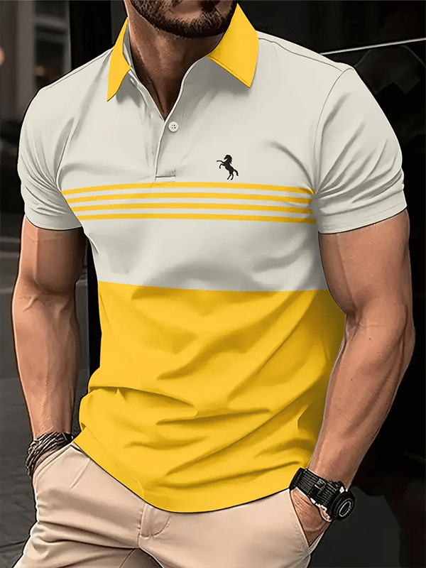 Men's Business Logo Button-Down Short Sleeve Polo Shirt