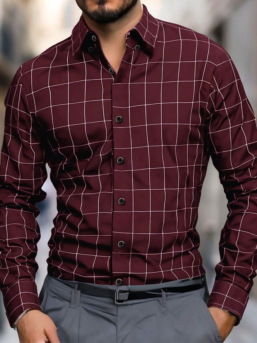 Men's Street Style Business Casual Printed Long Sleeve Shirt