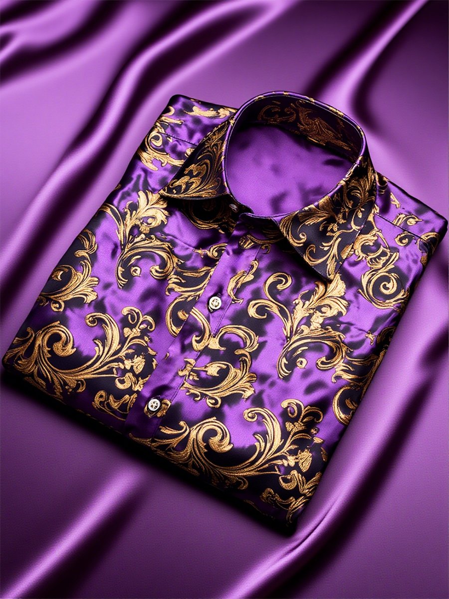 Men's Satin Luxe Long Sleeve Button Down Shirt