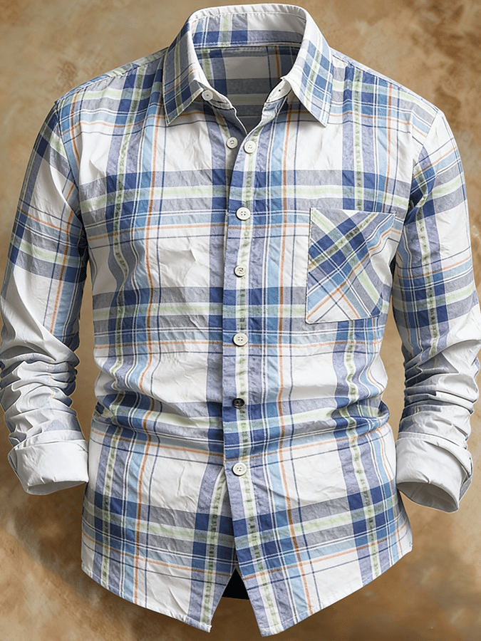 Men's Retro Abstract Art Print Comfortable Business Style Shirt