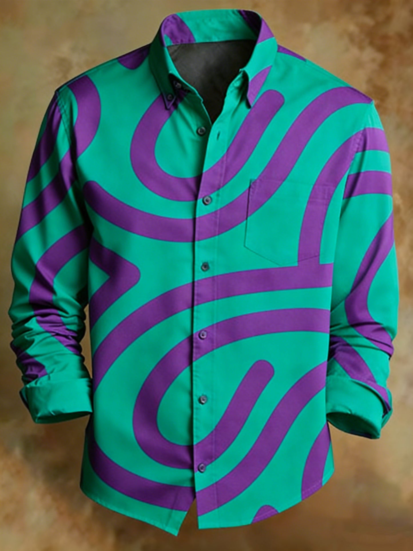 Men's Retro Geometric Print Shirt