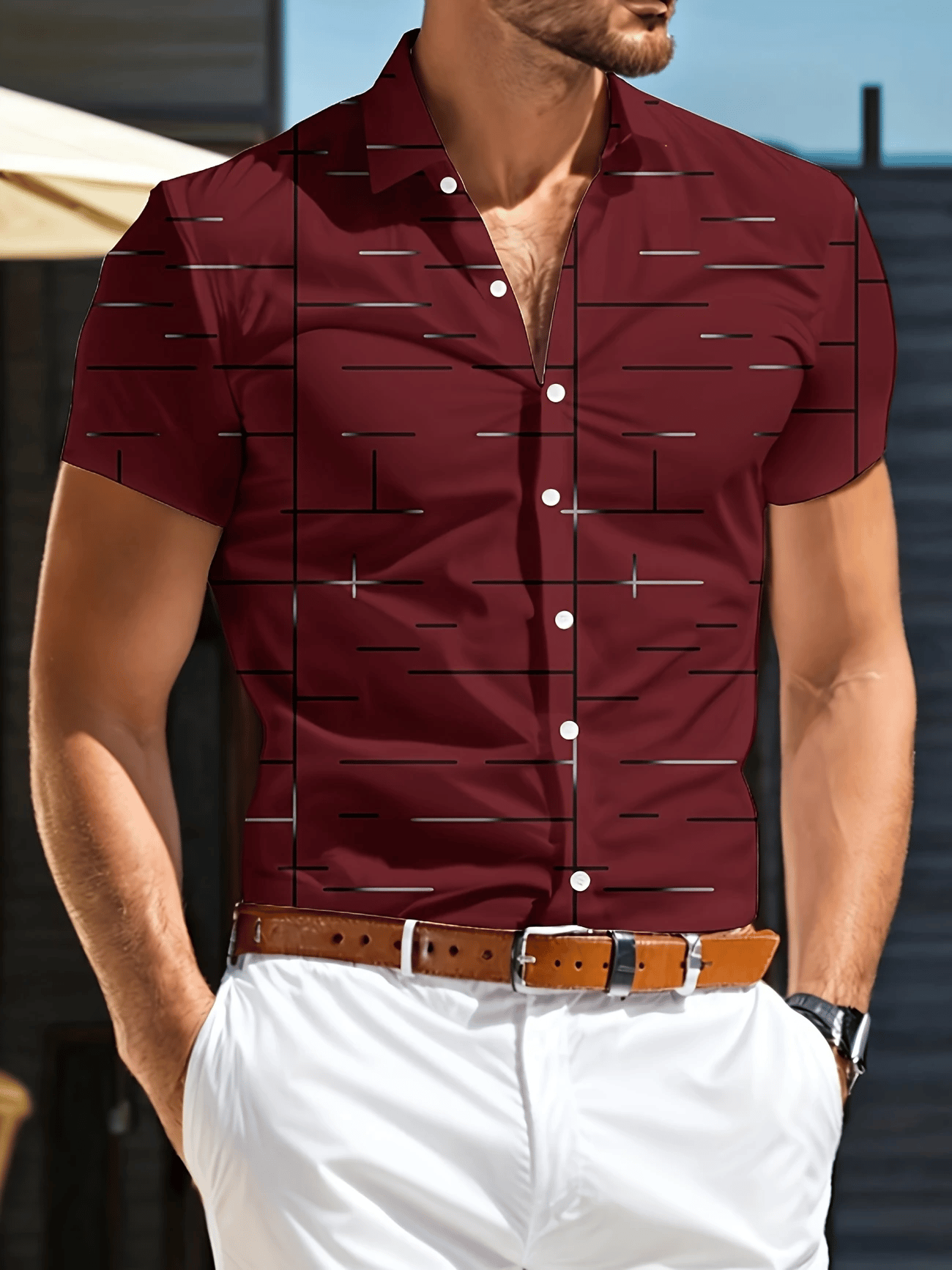 Men's Business Casual Button Short-sleeved Shirt
