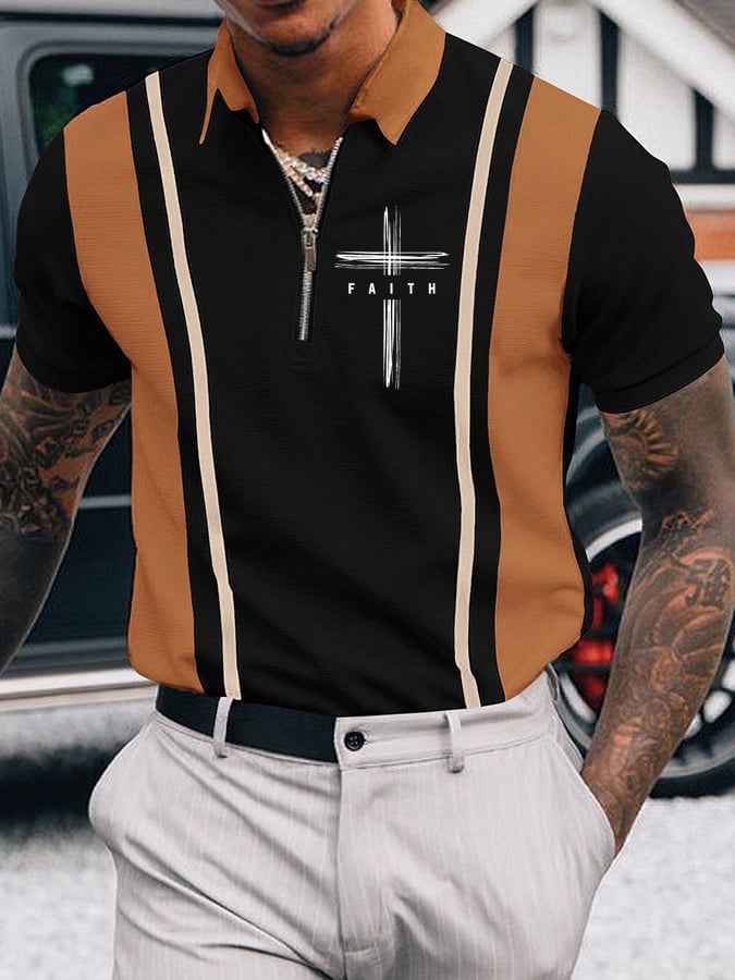 Men's Faith Printed Casual Polo Shirt