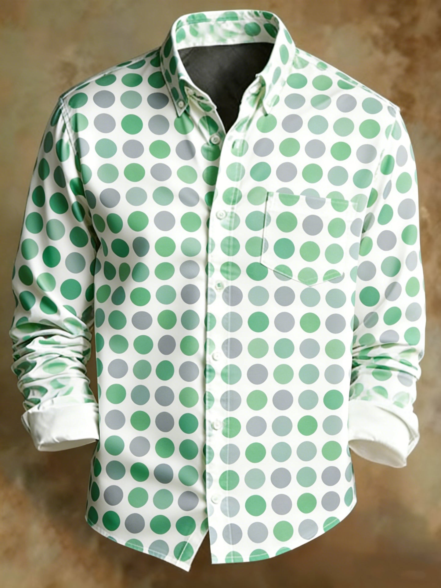 Men's Retro Abstract Art Print Colorblock Polka Dots Pattern Business Style Shirt