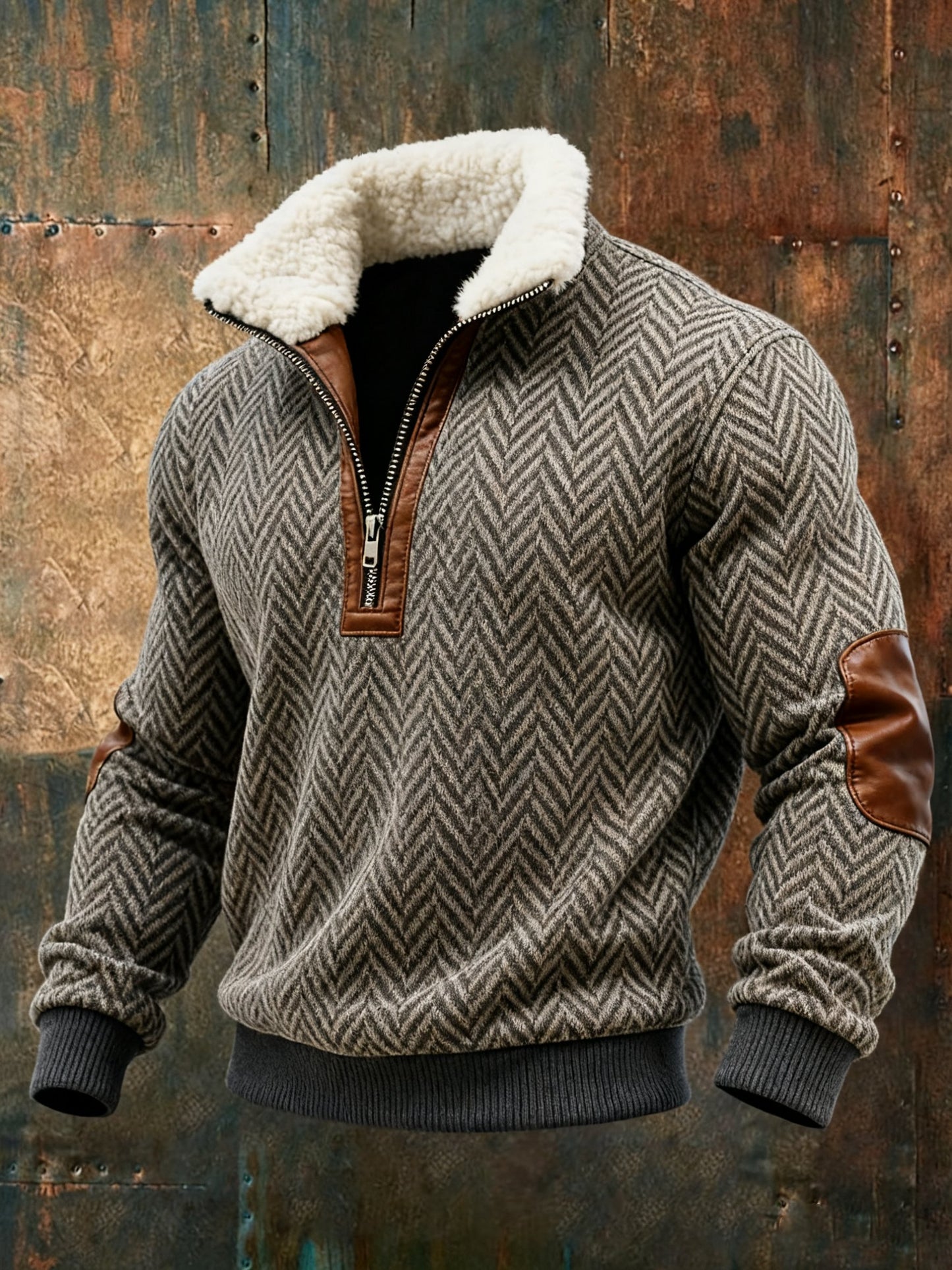 Men's Geometric Print Textured Casual Sweatshirt