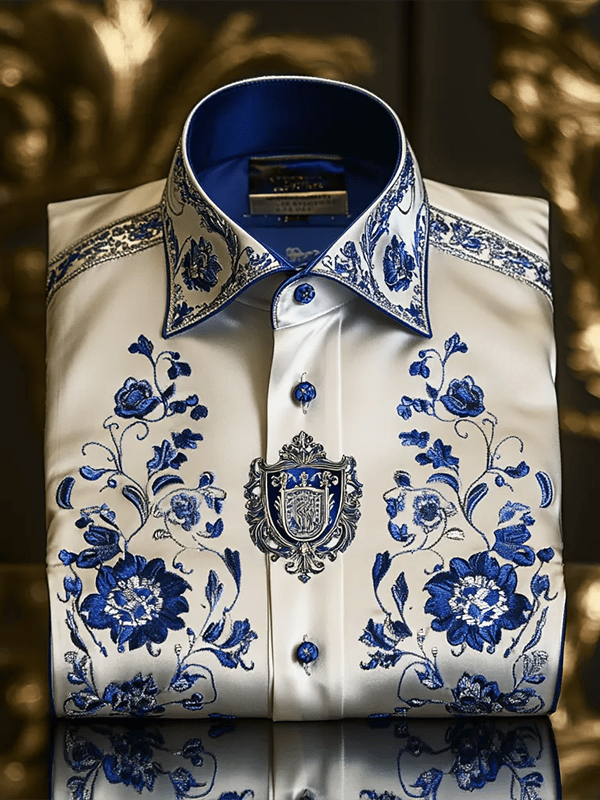 Men's Satin Luxe Print Short Sleeve Button Shirt