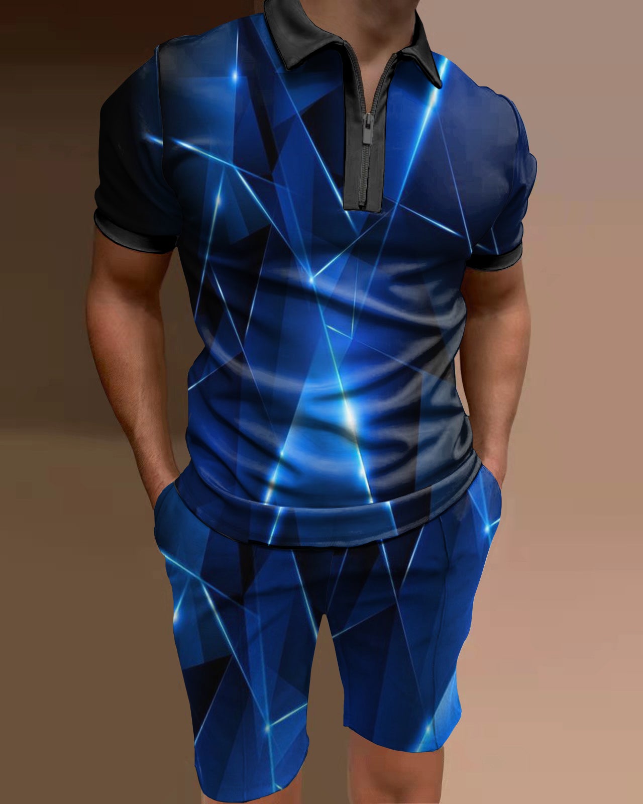 Men's polo shirt casual two piece set