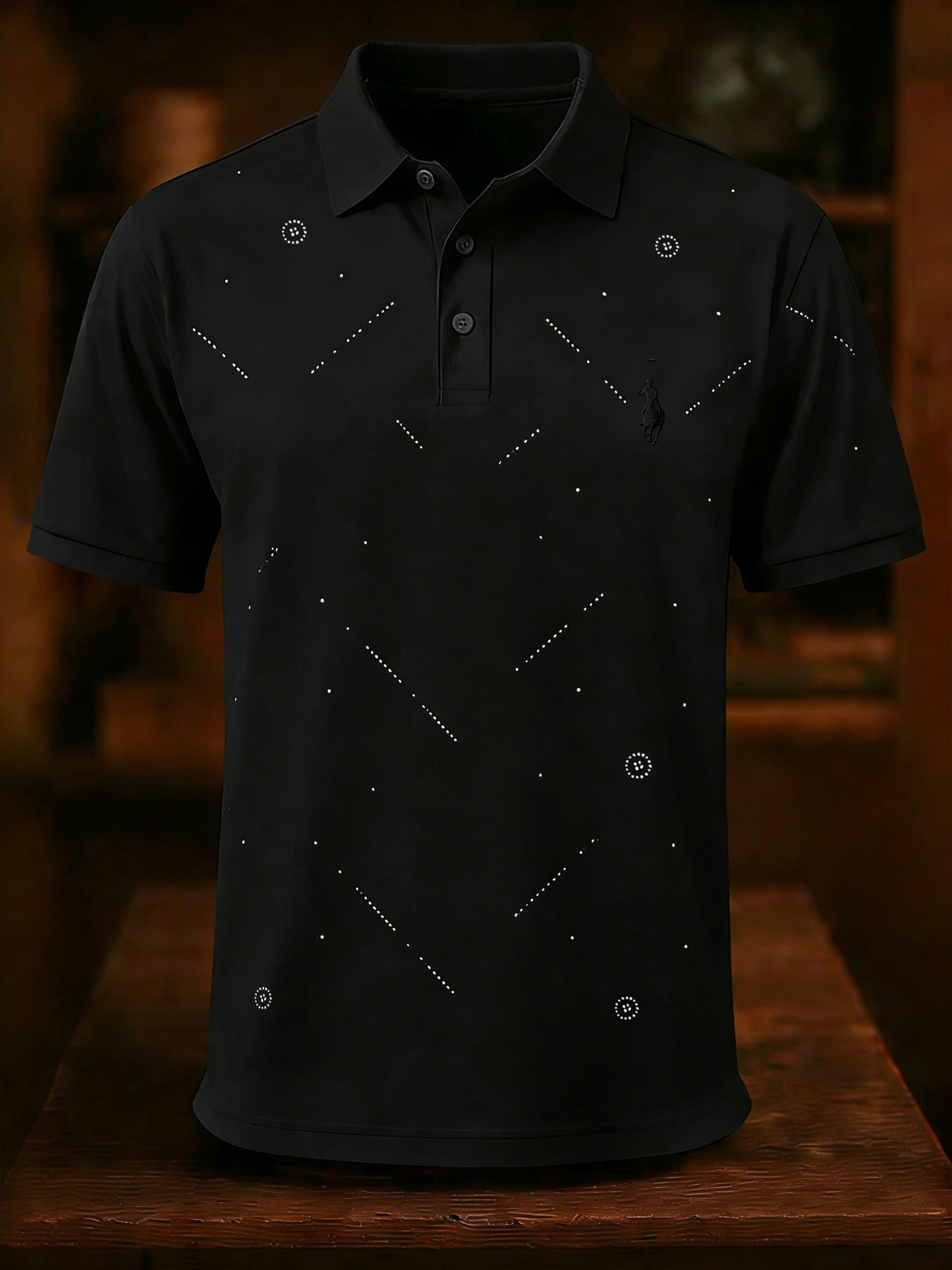 Men's Business Style Print Short Sleeved Polo Shirt
