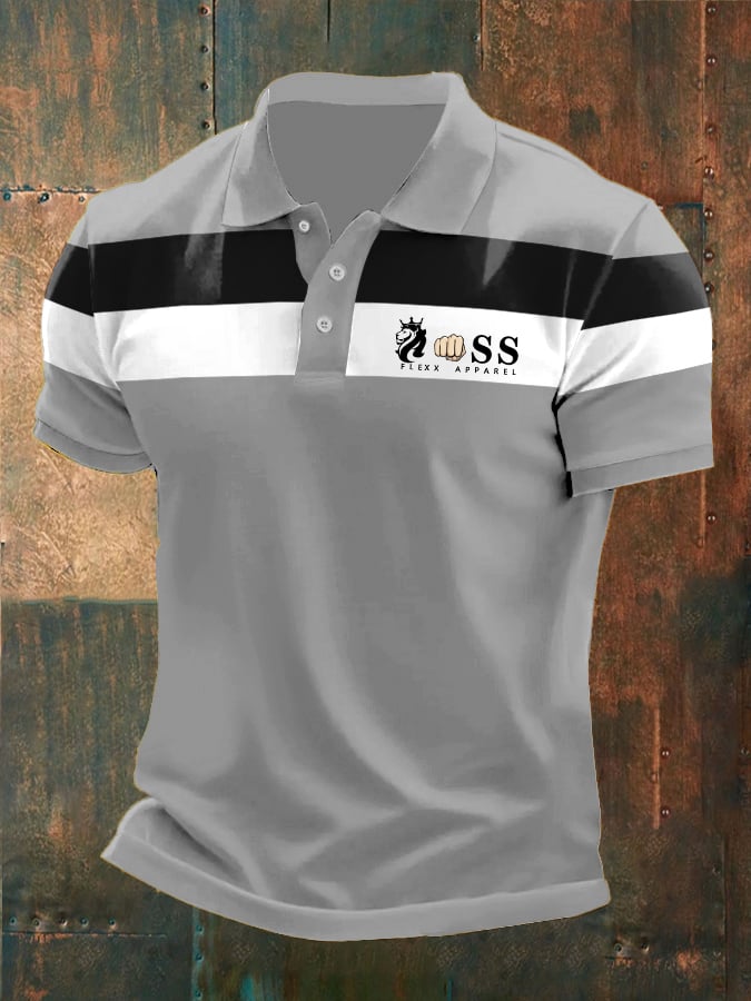 Men's casual polo shirt with contrast print