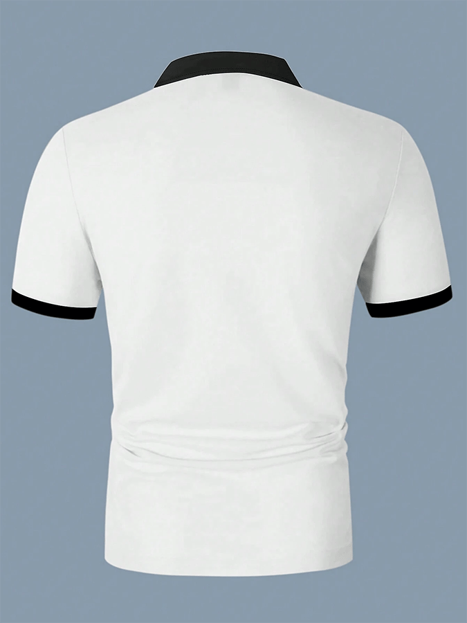 Men's Letter Stripe Printed Casual Polo Shirt