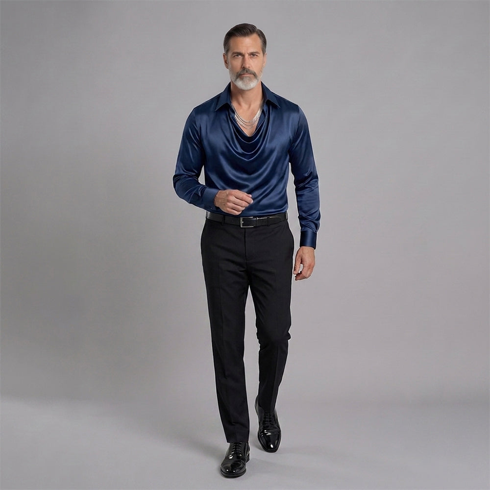 Men's Solid-Color, Minimalist Shirt-Collar Top