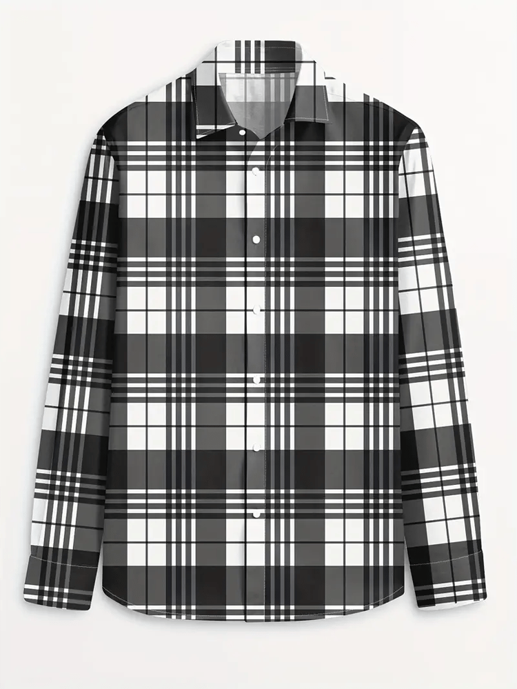 Men's Plaid Business Long Sleeve Shirt