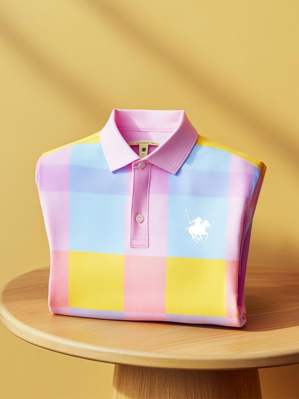 Men's Check Business Casual Short Sleeve Polo Shirt