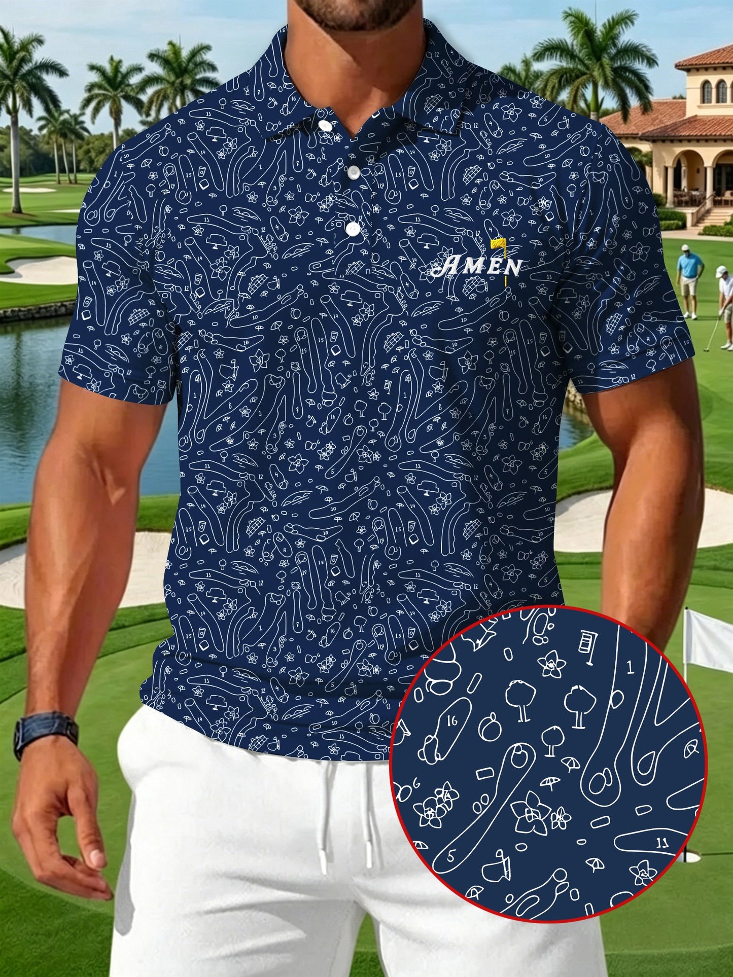 Men's Golf Print Casual Polo
