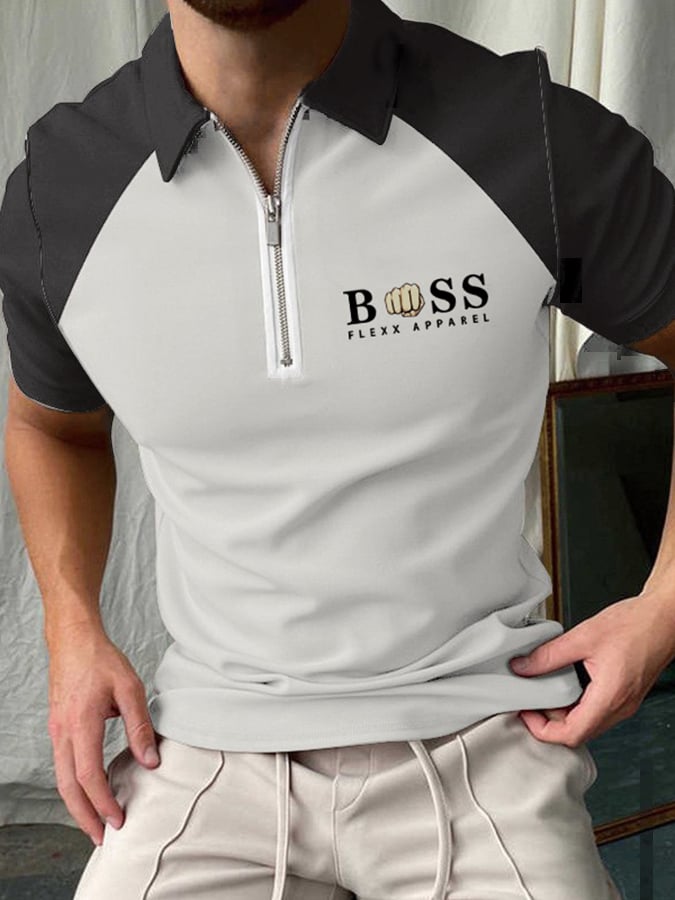 Men'S Casual Contrast Print Polo