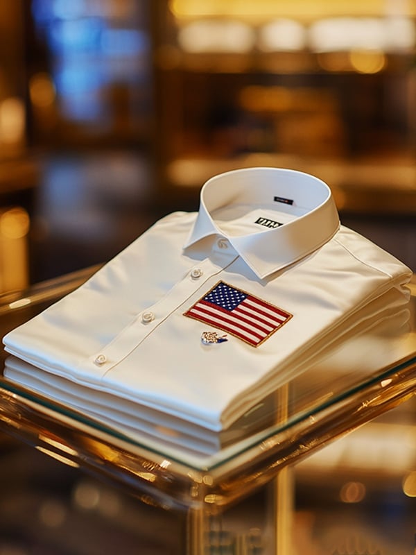 Men's Satin Luxe Independence Day Long Sleeve Button Down Shirt