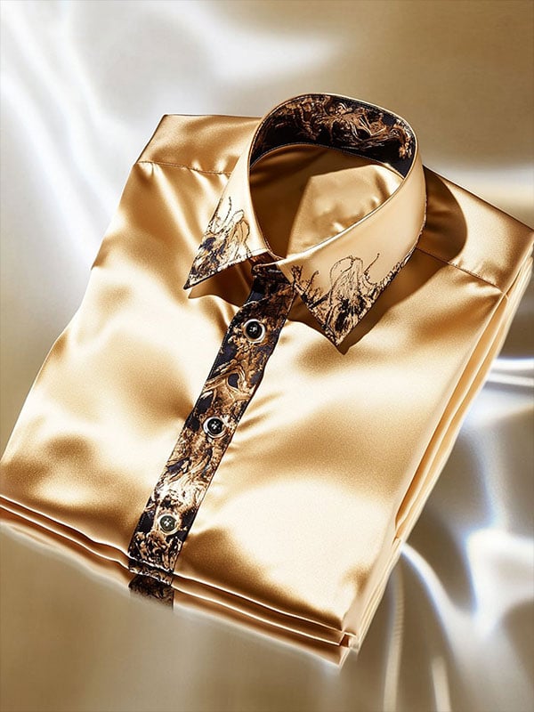 Men's Satin Luxe Short Sleeve Button Shirt