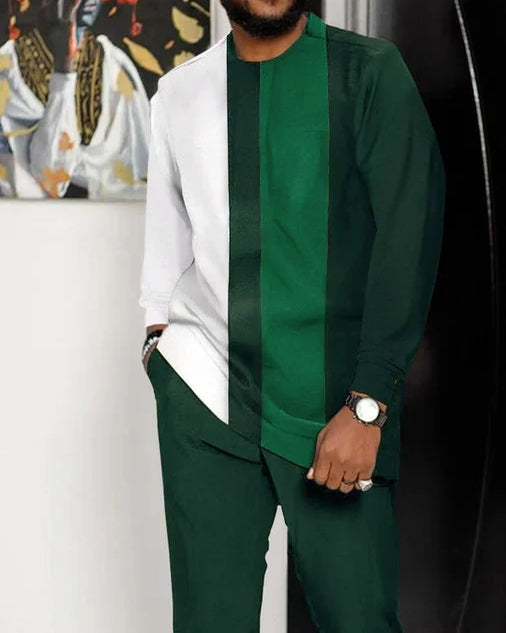 Men's Casual Color Blocking Long Sleeve Walking Suit-170