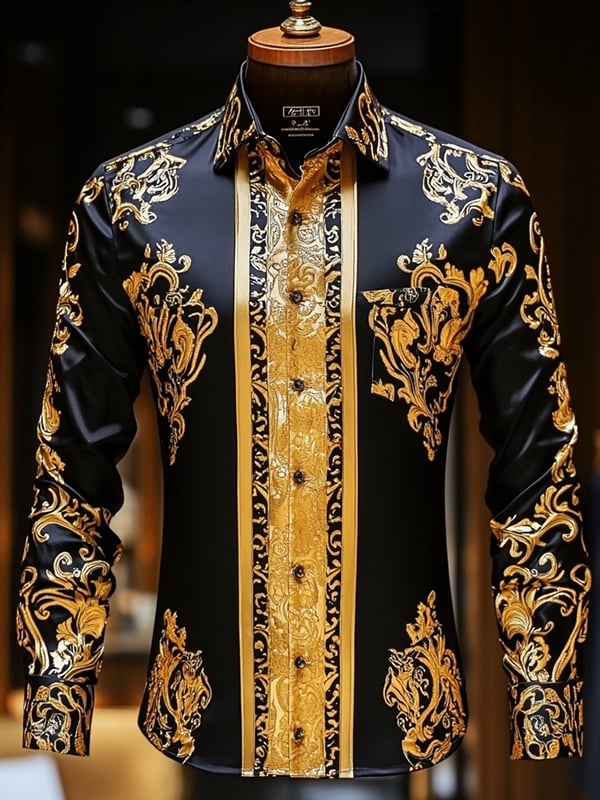 Men's Satin Luxe Long Sleeve Button Down Shirt