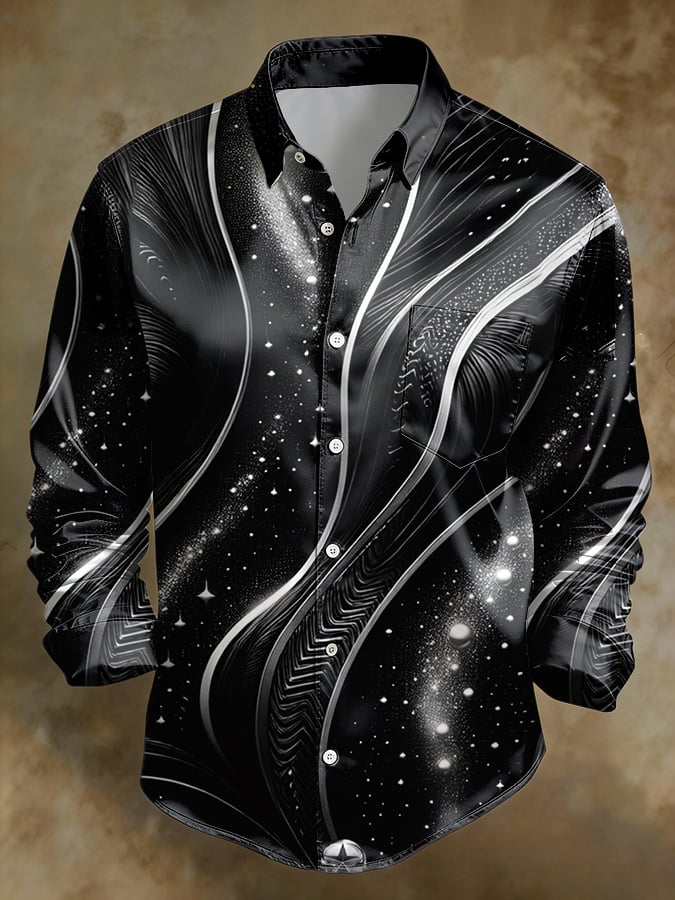 Men's Casual Retro Gradient Pocket Shirt