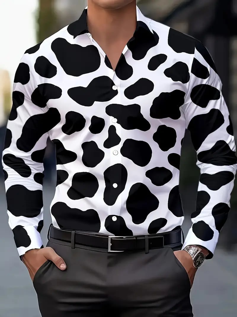 Men's Street Style Business Casual Printed Long Sleeve Shirt