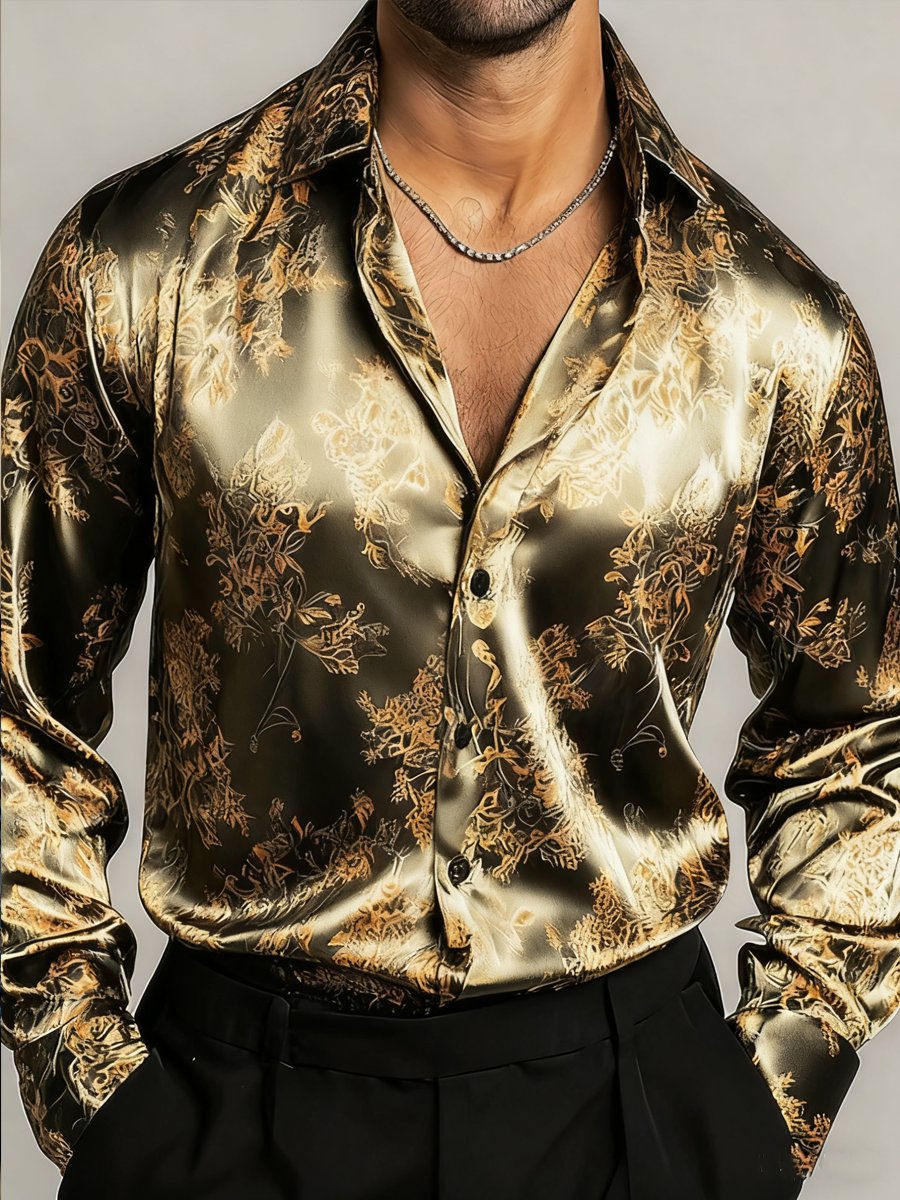 Men's Luxury Retro Floral Long-Sleeved Shirt