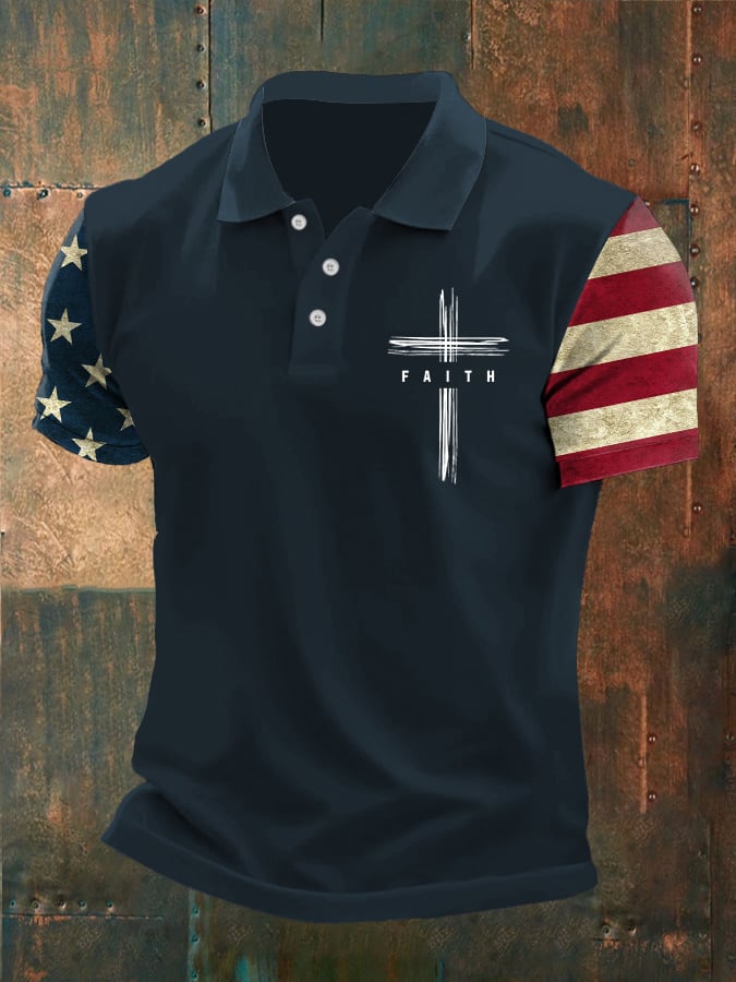 Men's Independence Day Camouflage Print Casual Polo Shirt