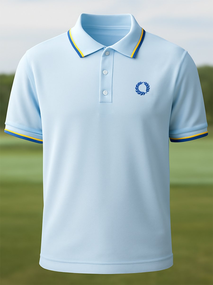 Men's Business Casual Button Short Sleeve Polo Shirt