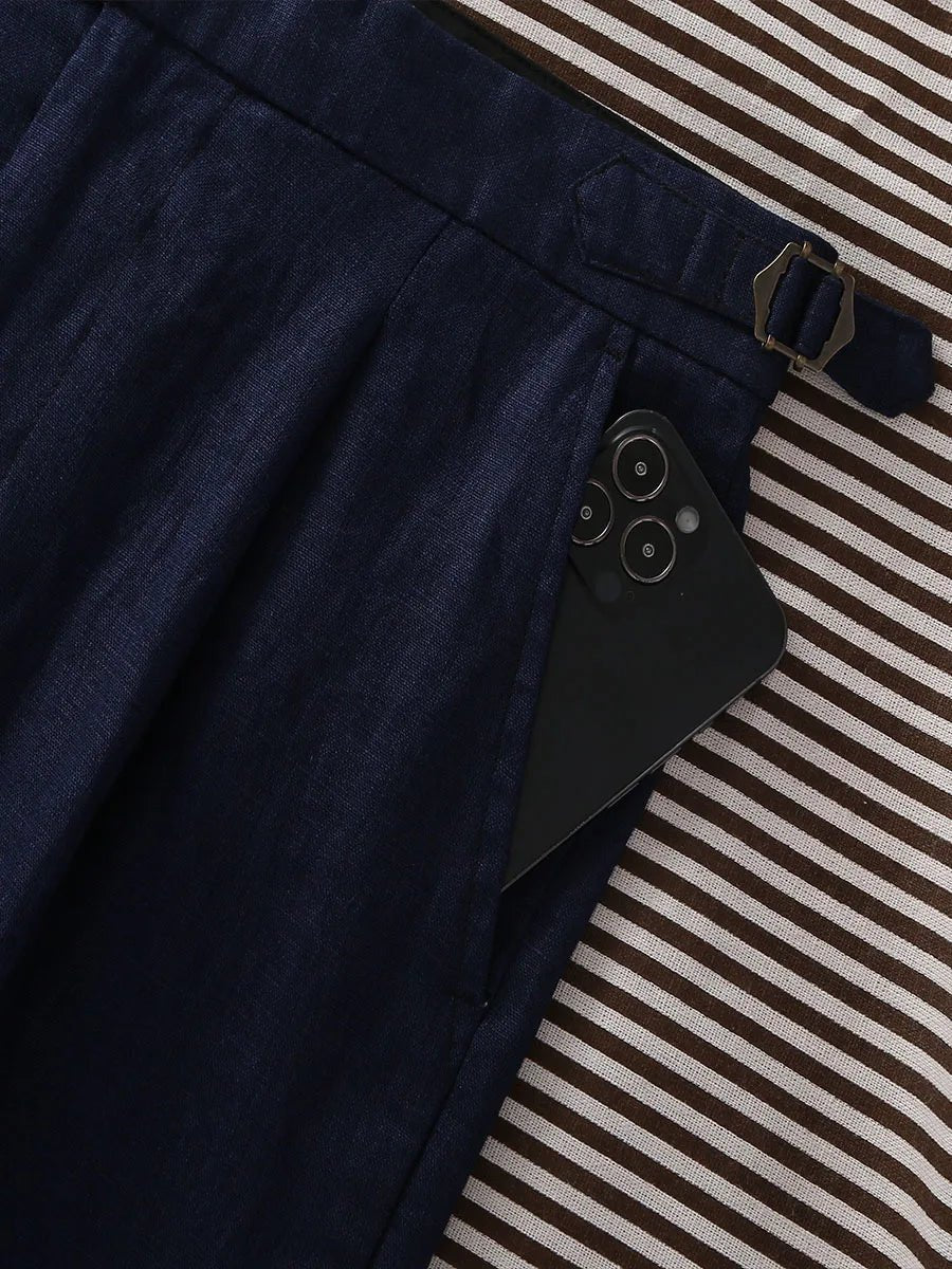 Paris navy blue linen trousers