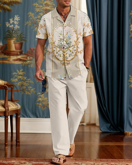 Rianmond Men's Classic Ornate Floral Pattern Walking Suit