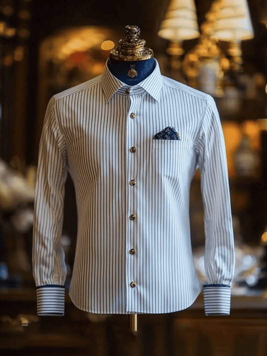Men's Elegant Romantic Striped Long Sleeve Shirt