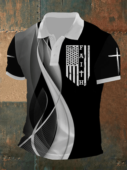 Men's Faith Print Short Sleeve Polo Shirt