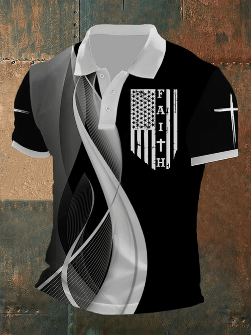 Men's Faith Print Short Sleeve Polo Shirt