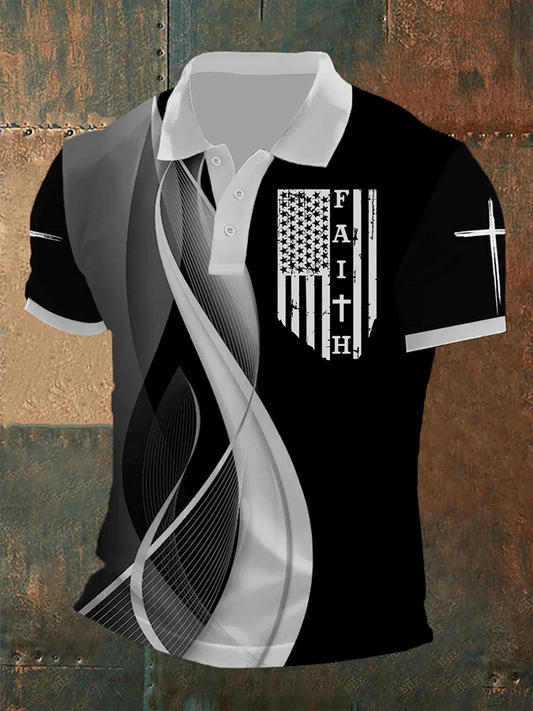 Men's Faith Print Short Sleeve Polo Shirt