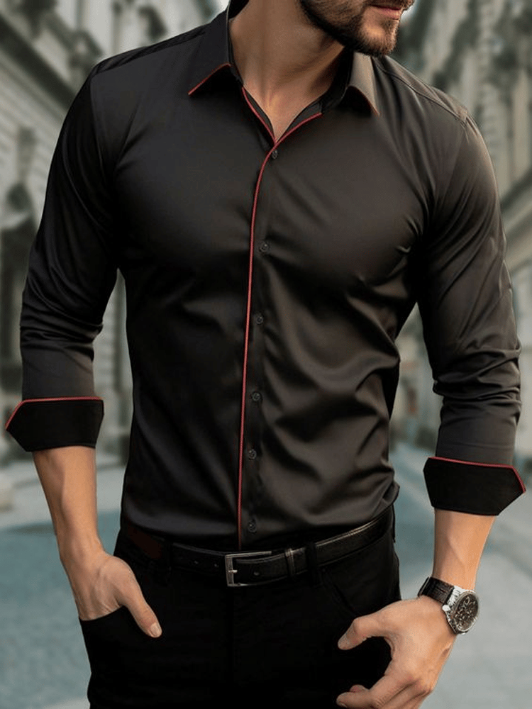 Men's Plaid Business Long Sleeve Shirt