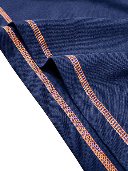 Men's Color Blocking Polo Collar Short Sleeved Polo Shirt