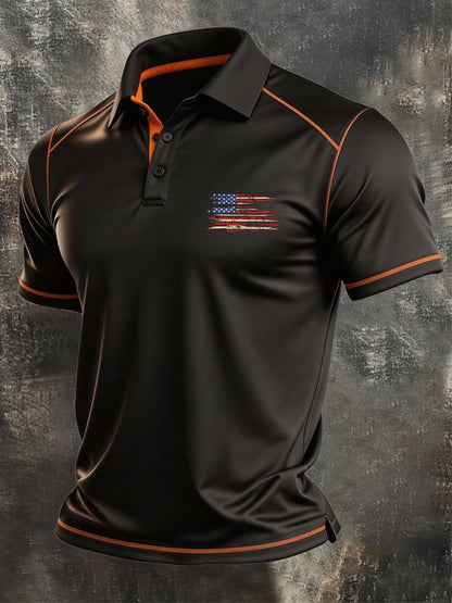 Men's Retro Color-Block "Patriot" Polo Shirt