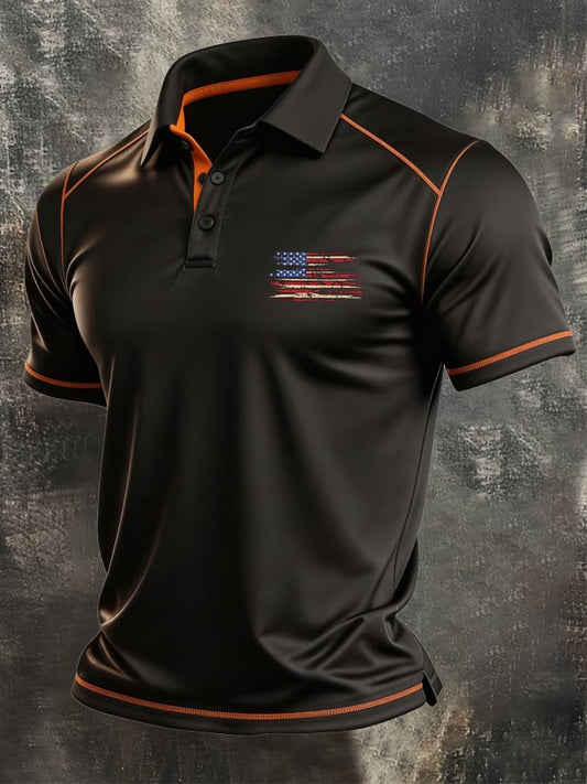 Men's Retro Color-Block "Patriot" Polo Shirt