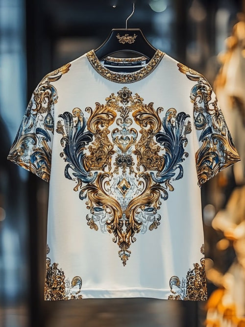 Men's Business Luxury Printed  Cotton Short Sleeve T-Shirt