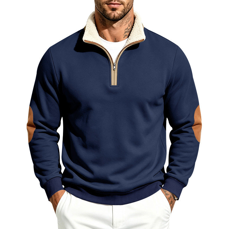 Men's Heavyweight Loose Fleece Lined Stand Collar Sherpa Sweatshirt