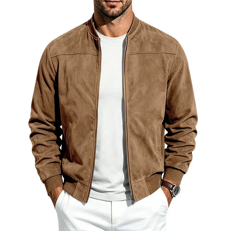Men's Suede Long Sleeve Full-Zip Jacket