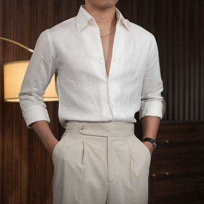 Button-Down Linen Shirt Set