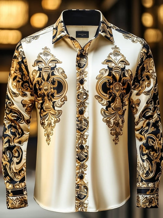 Men's Satin Luxe Long Sleeve Button Down Shirt